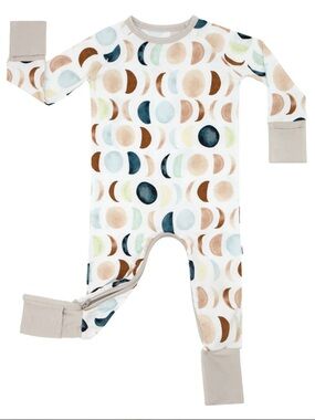 Little Sleepies Luna Neutral Print Crescent Zippy Romper